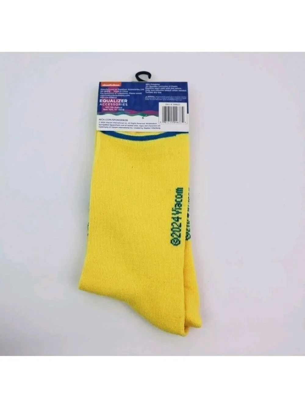 4/$25 SpongeBob SquarePants Yellow Crew Socks Nickalodeon Novelty Socks New